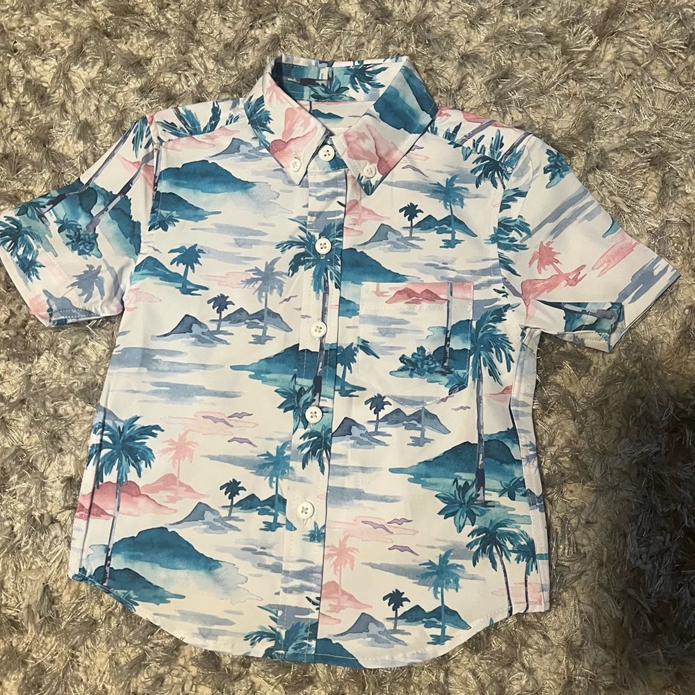 Tropical Print Button-Up Shirt